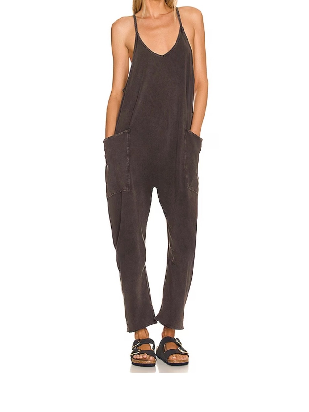Free people Relaxed Drop-Crotch Jumpsuit in Washed Charcoal
